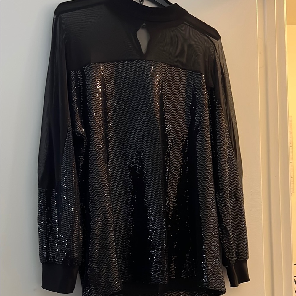 Nine West Black Sequin Blouse